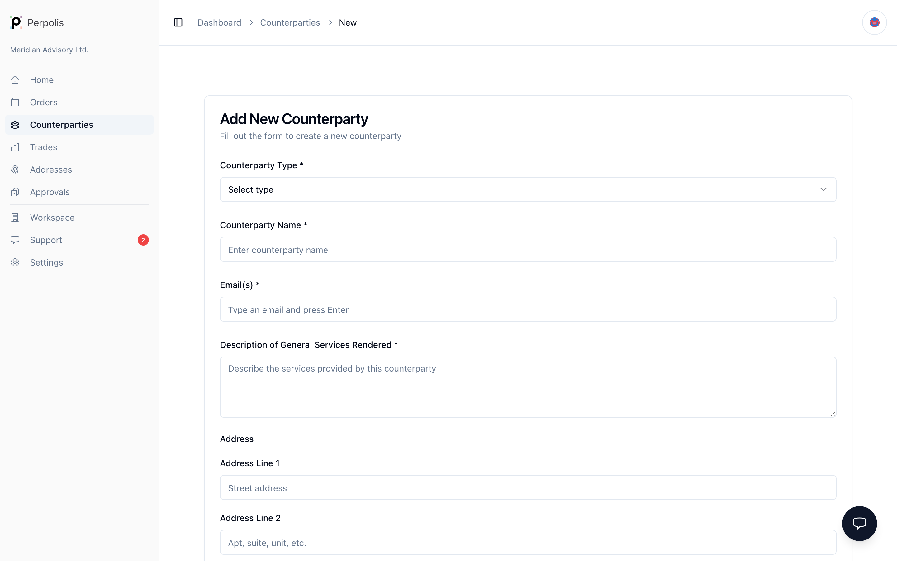 Add counterparty — /dashboard/counterparties/new